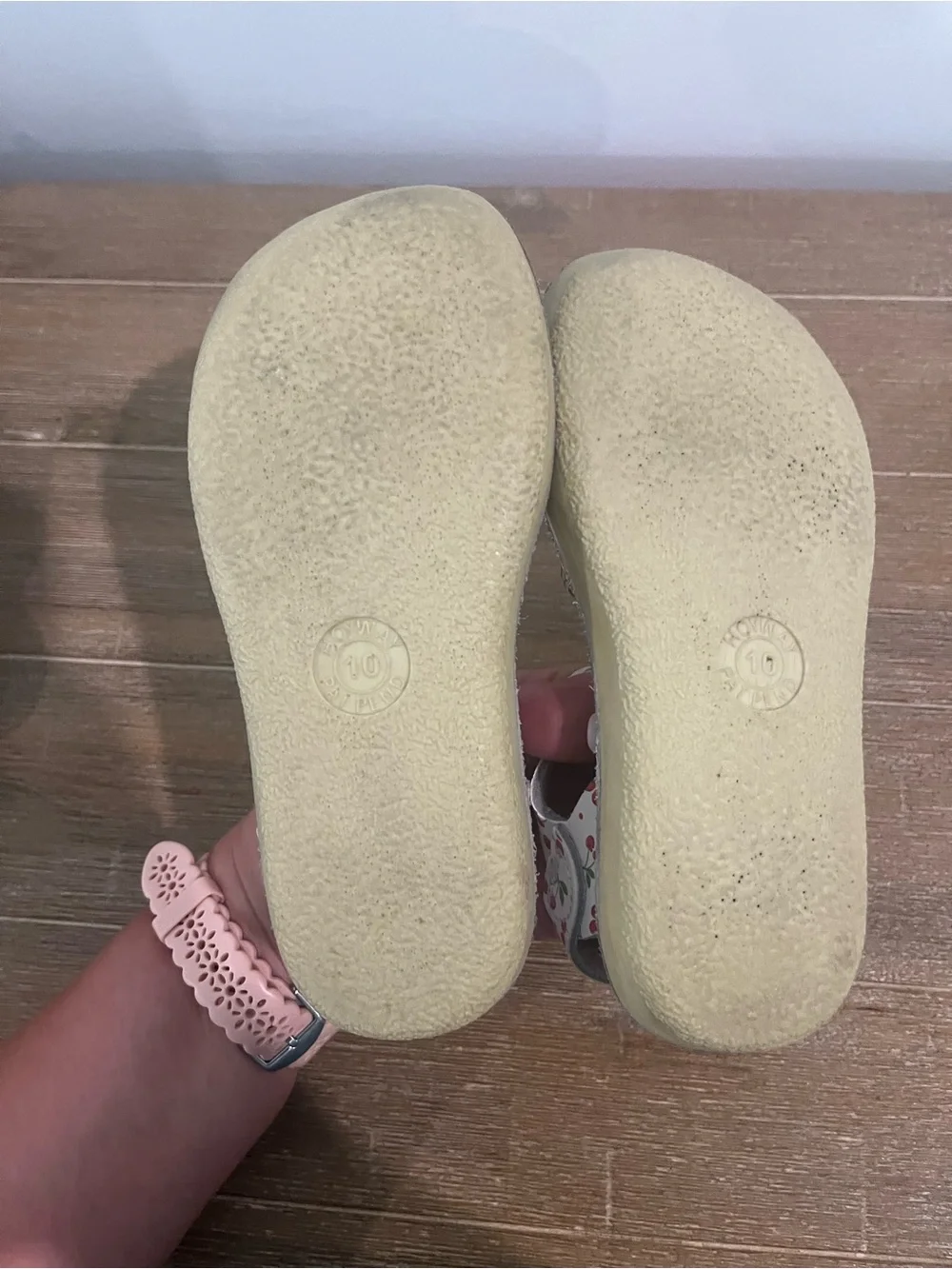 Kids SunSans Cherry Print White Sandals
